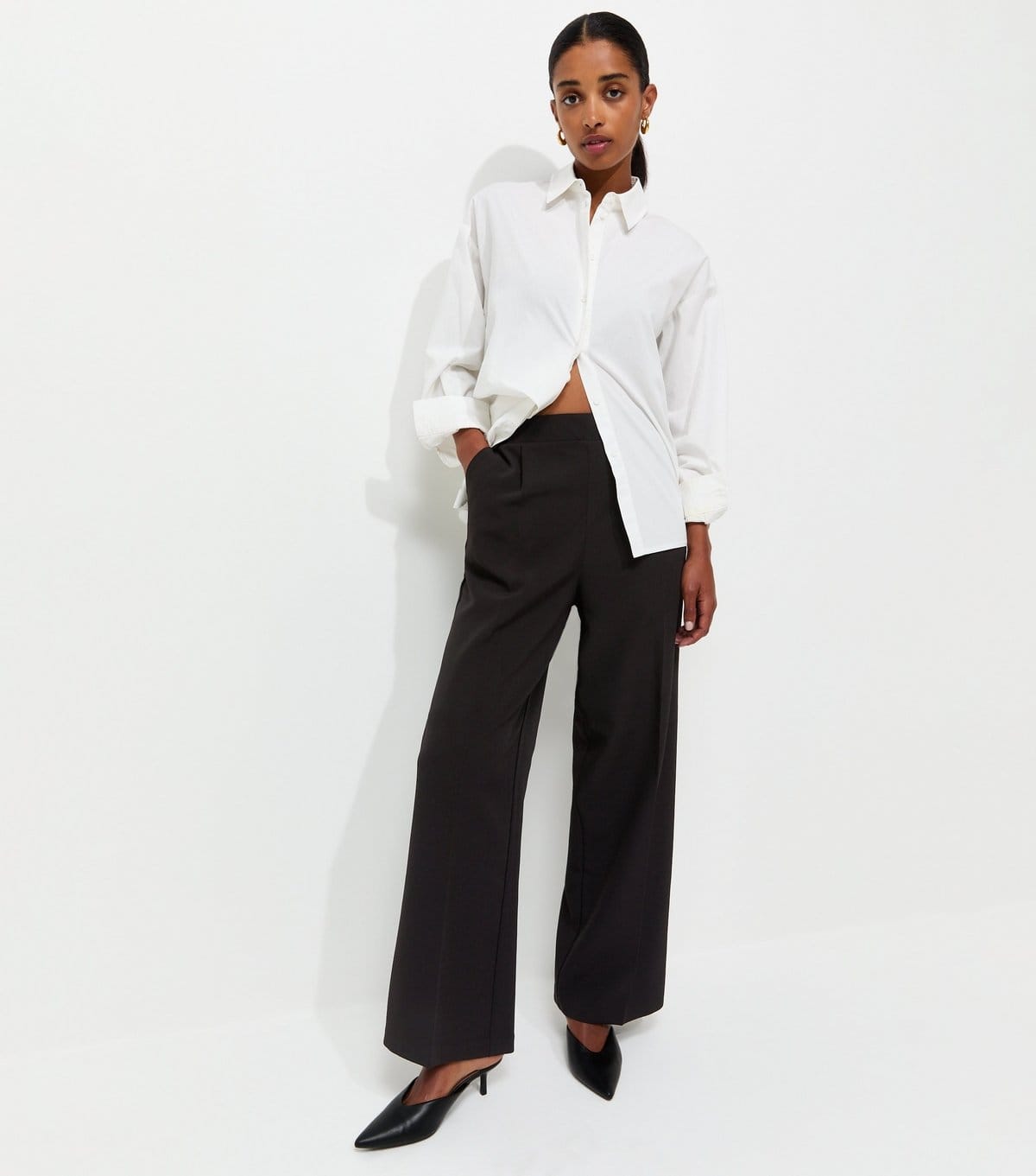 New Look Black Woven Straight Leg Trousers