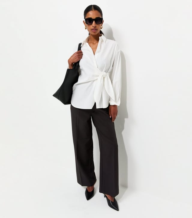New Look Women's Black Woven Straight Leg Pull On Trousers New Look - 3