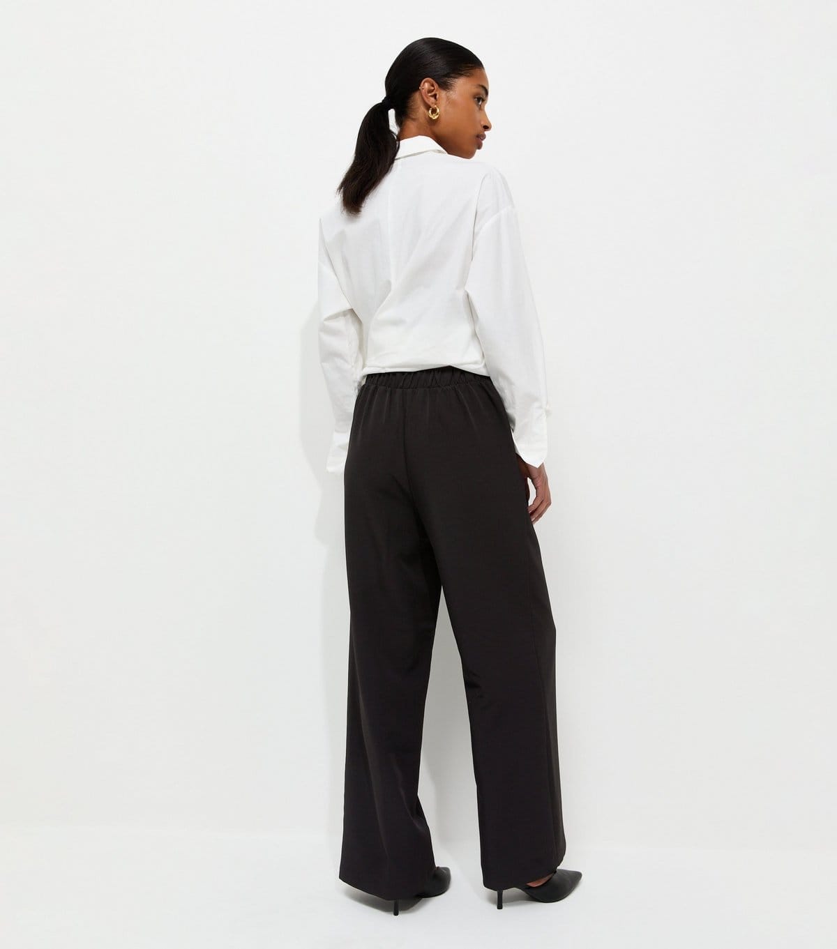 New Look Women's Black Woven Straight Leg Pull On Trousers New Look - 4