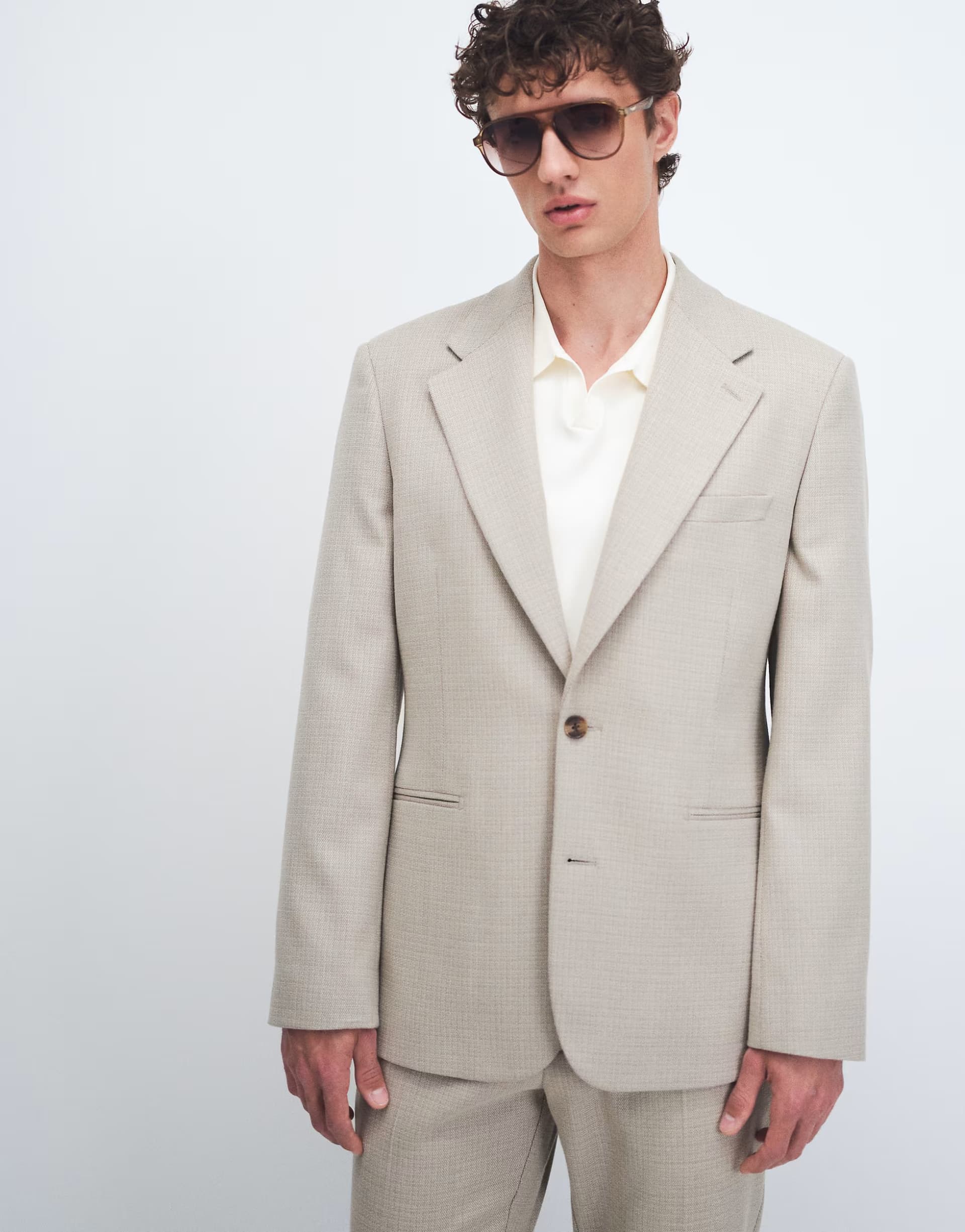 ASOS ASOS DESIGN slim suit jacket in beige wool blend tweed