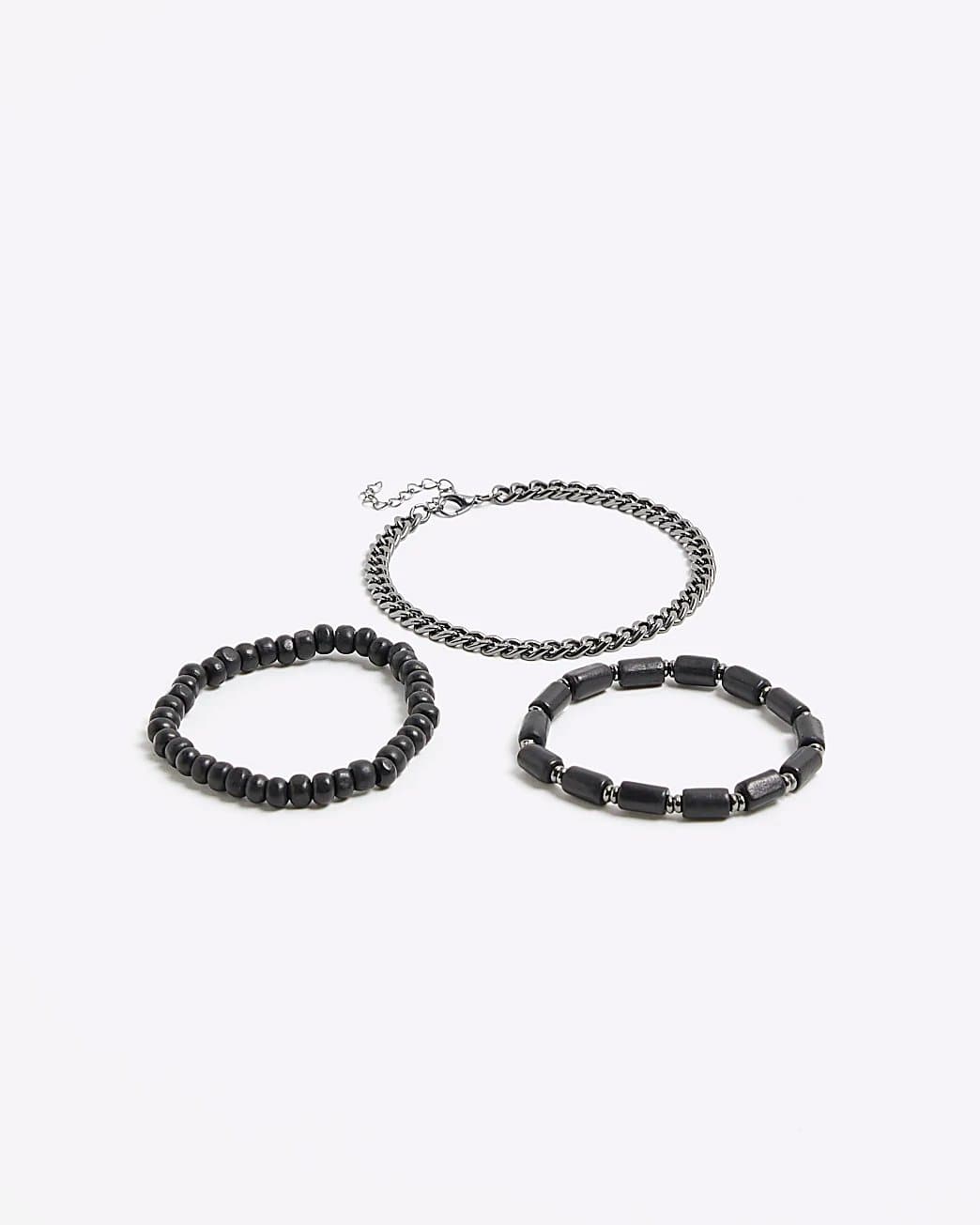 River Island Mens River Island Black 3 Pack Chain Bracelets