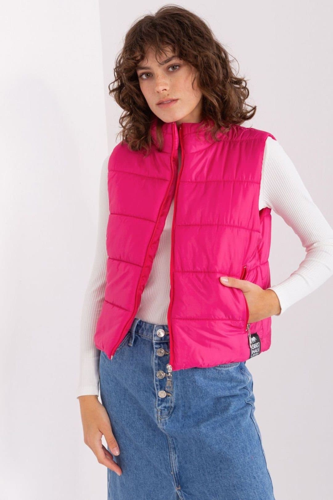 Love Lace Love Lace Women's Smooth Synthetic Padded Down Vest for Winter in Pink