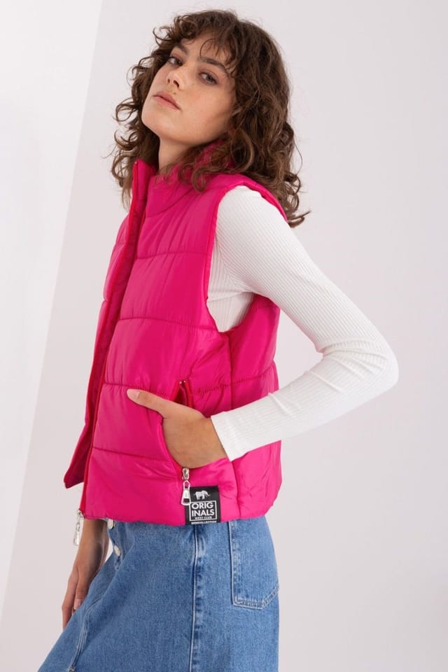 Love Lace Love Lace Women's Smooth Synthetic Padded Down Vest for Winter in Pink - 2