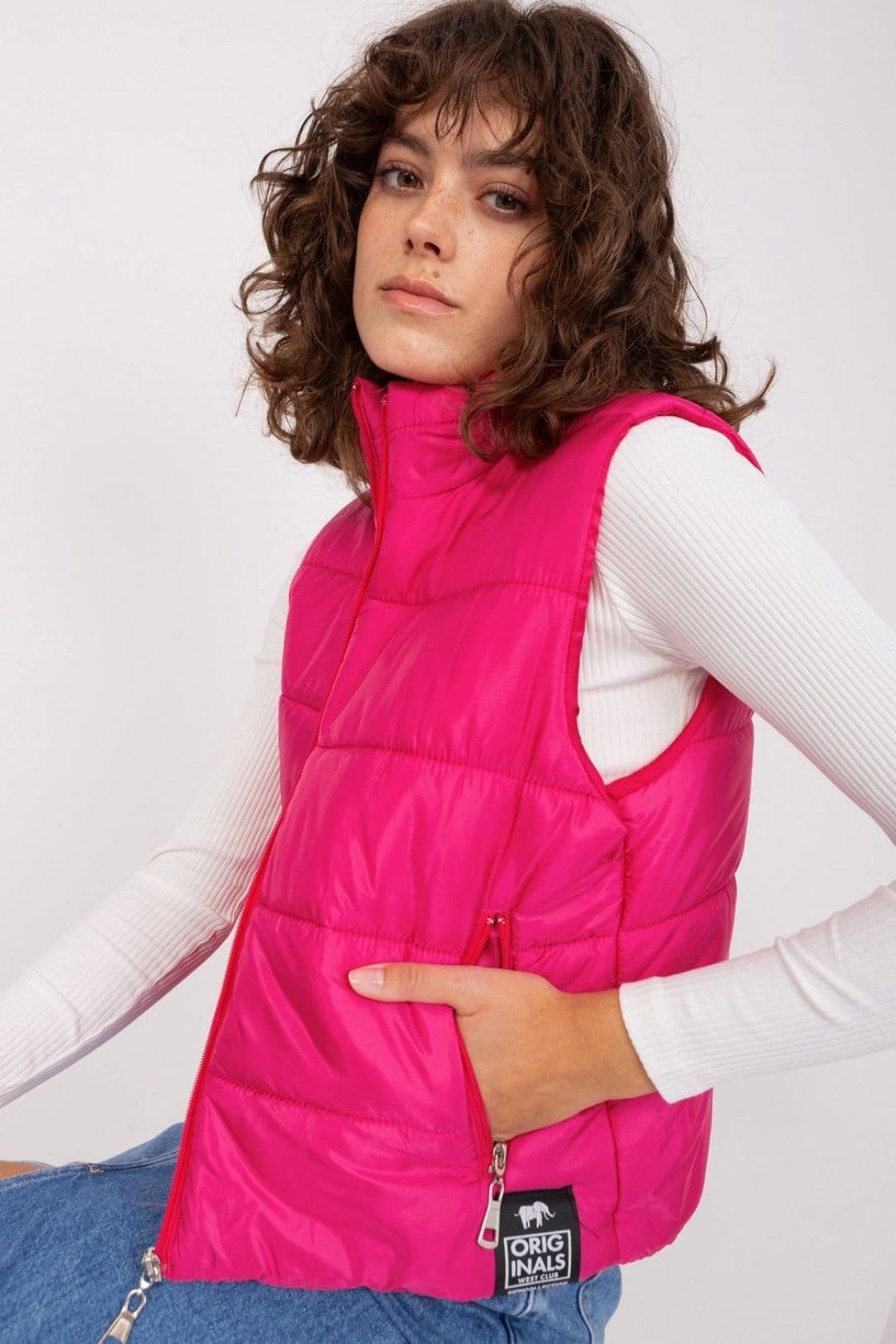 Love Lace Love Lace Women's Smooth Synthetic Padded Down Vest for Winter in Pink - 4