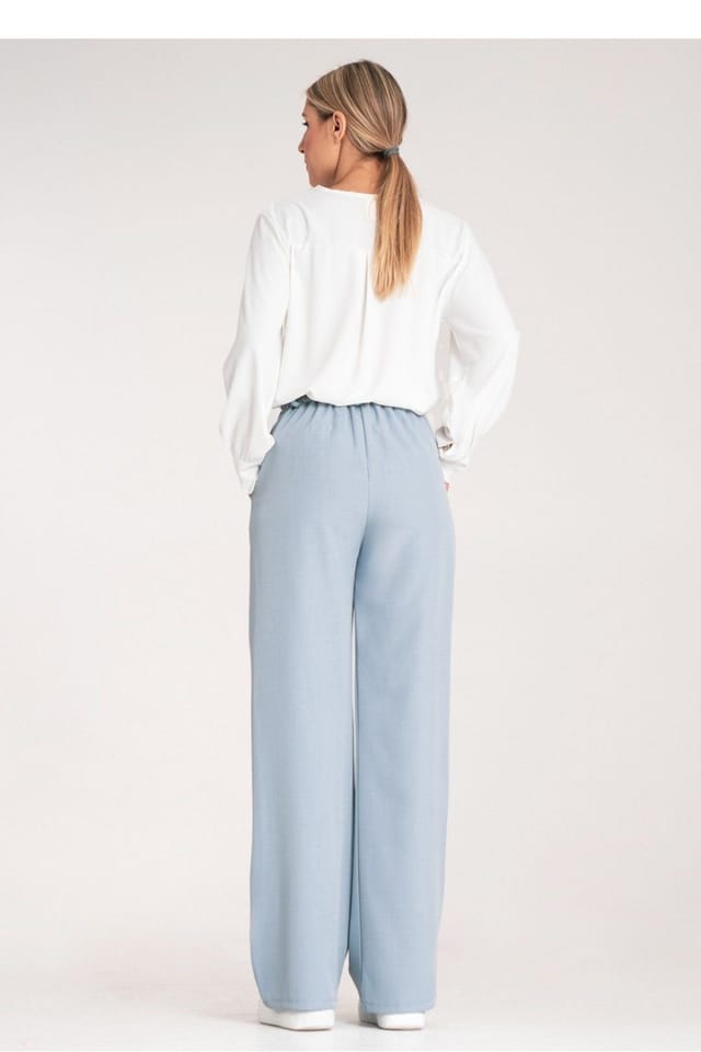 Love Lace Love Lace Women's Elegant High Waisted Straight Trousers with Pockets Style 214932 in Blue - 3