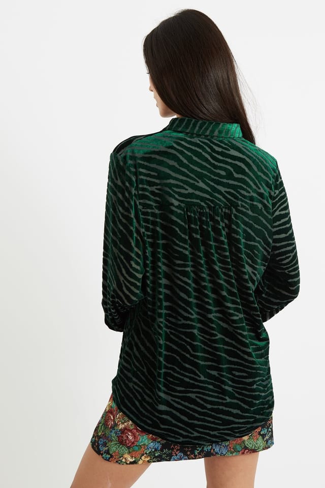 Louche Louche Women's Byron Zebra Devore Shirt Green - 2