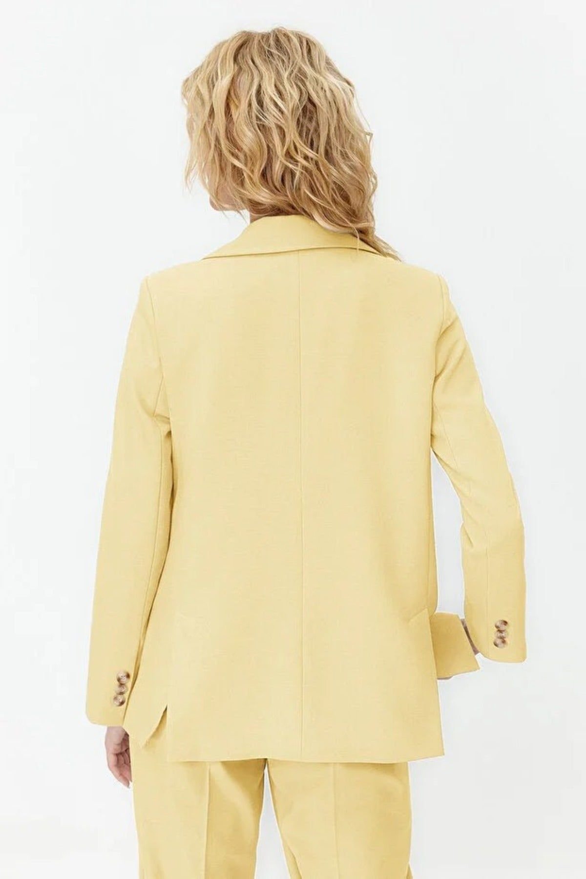 WOVCOR WOVCOR Women's Lined Woven Blazer Jacket in Yellow - 3