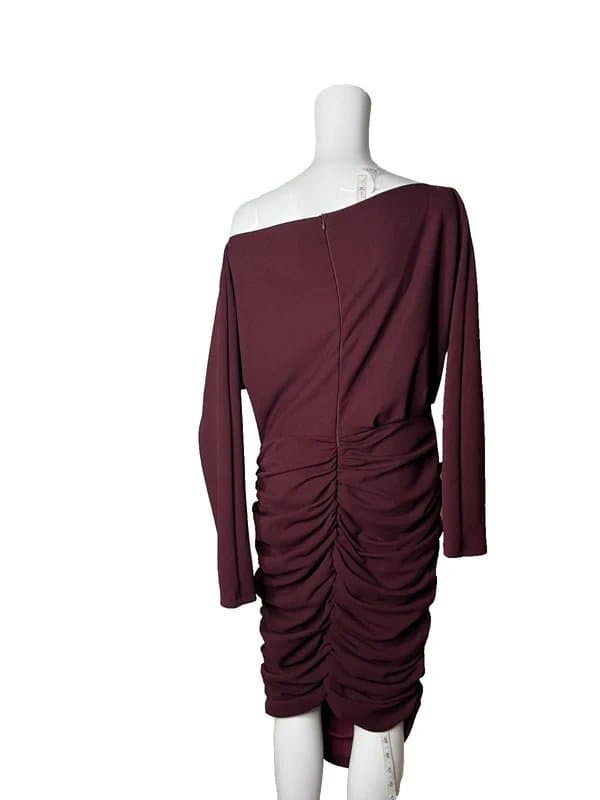 AX Paris AX Paris Midi Dress Size 16 Plum Ruched Off Shoulder Womens NEW EU 44 RRP £37