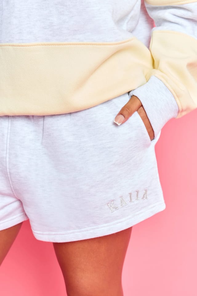 Kaiia Kaiia Logo Mini Shorts Light Grey Marl - 2
