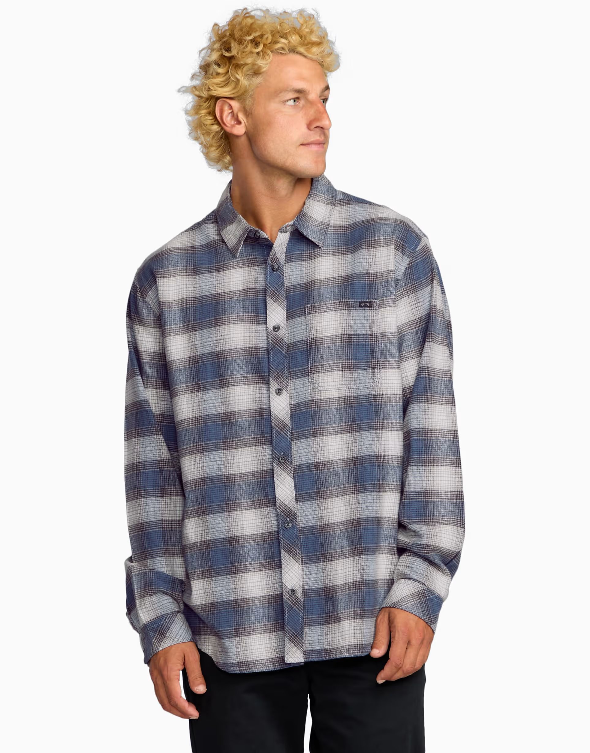 ASOS Billabong Coastline flannel shirt in blue - MBLUE - 1