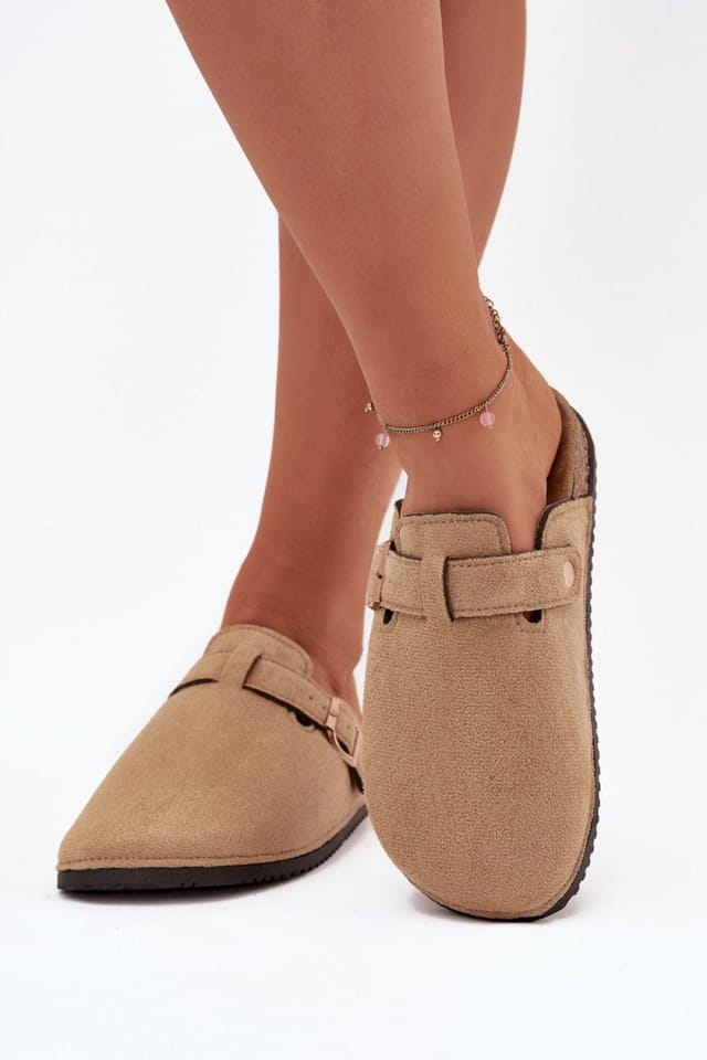 Love Lace Love Lace Women's Cork Sole Suede Toe Strap Sandals with Adjustable Buckle in Beige - 3