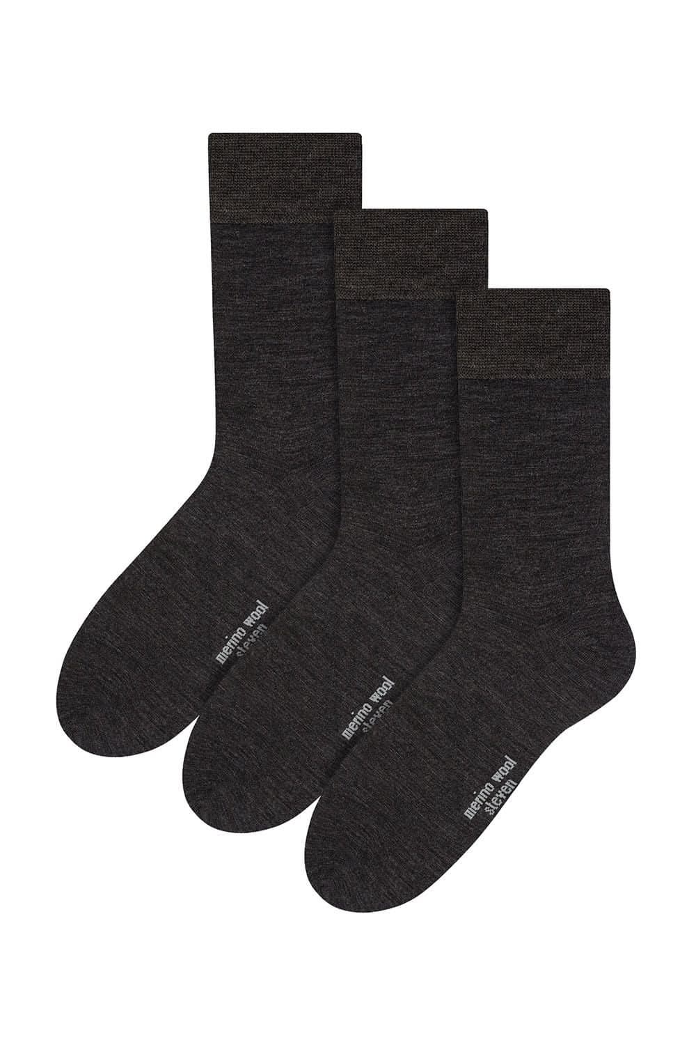 Steven Steven Men's 3 Pairs Warm Merino Wool Socks in Grey