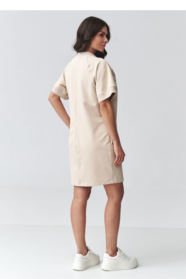 Love Lace Love Lace Women's Oversize Sweatshirt Dress with Side Pockets in Beige - 3