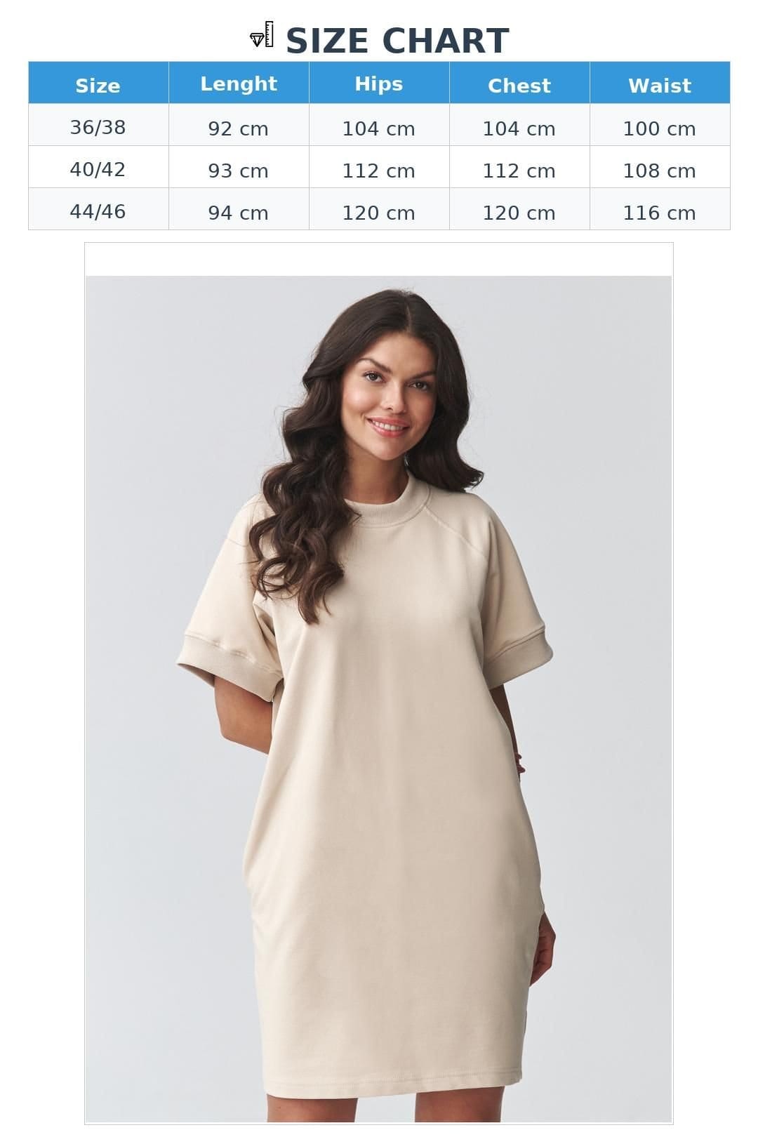 Love Lace Love Lace Women's Oversize Sweatshirt Dress with Side Pockets in Beige - 4