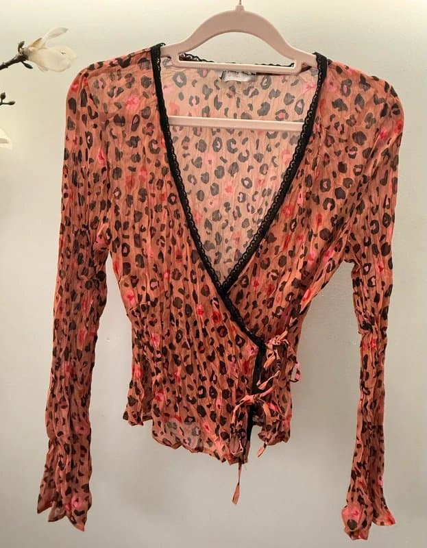 Never Fully Dressed Never Fully Dressed Leopard Print Wrap Blouse
