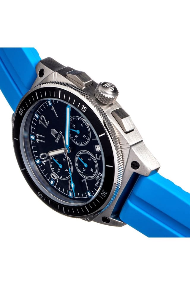 Shield Shield Men's Sonar Chronograph Strap Watch with Date in Light Blue - 3