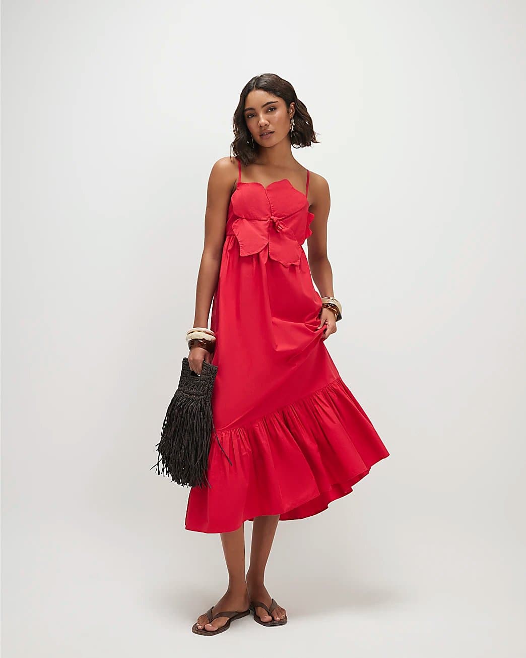River Island River Island Womens Red 3D Flower Strappy Maxi Dress