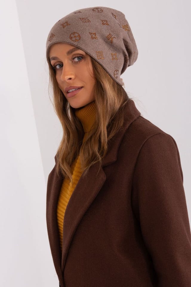Love Lace Love Lace Women's Warm Winter Cashmere Beanie Hat with Decorative Rhinestones Cozy in Brown - 2