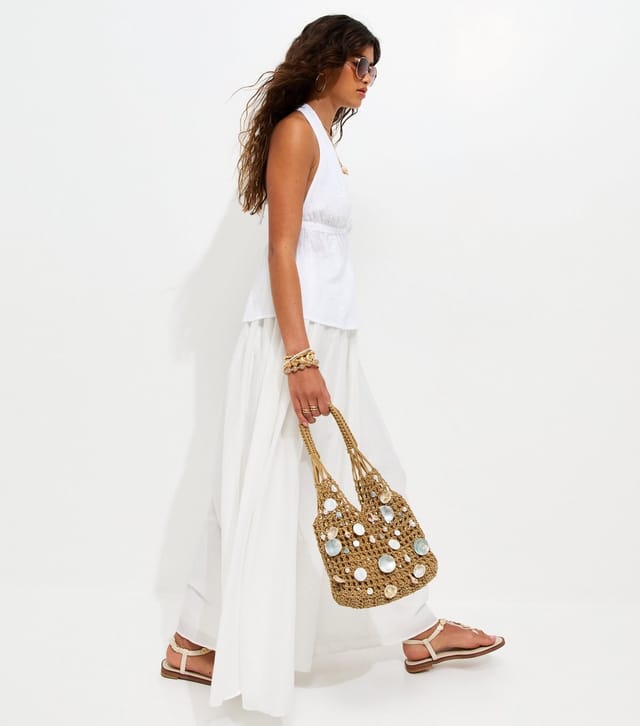 New Look Women's White Cotton Full Length Woven Skirt New Look - 3