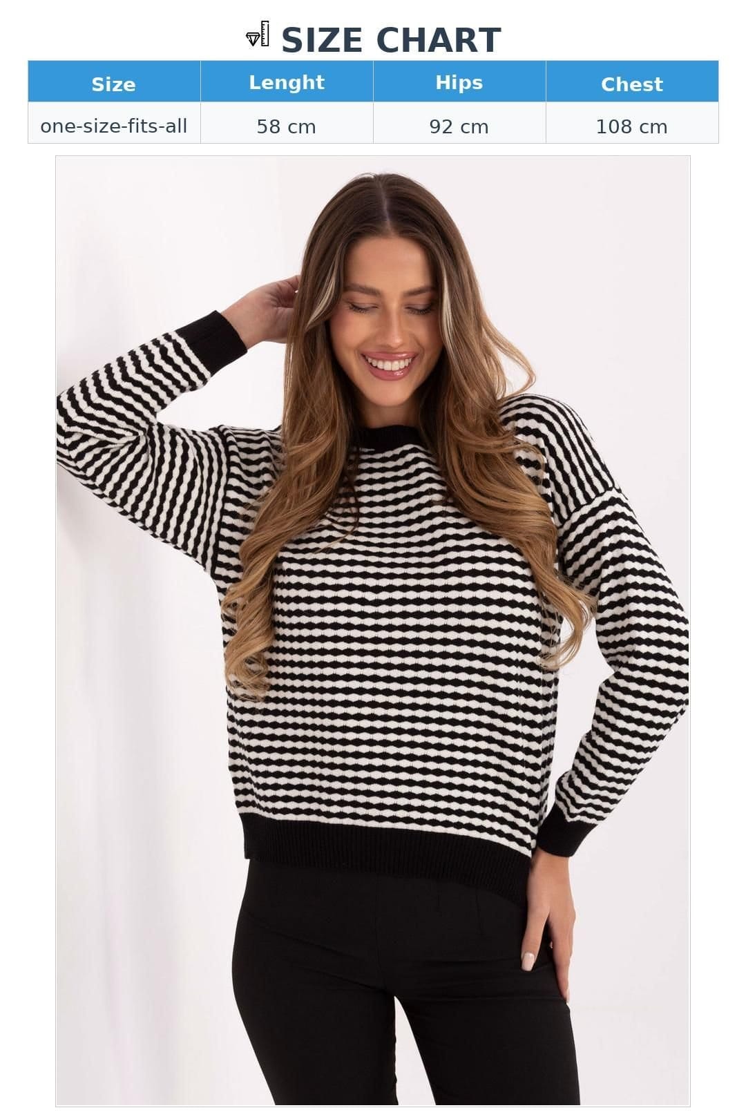 Love Lace Love Lace Women's Everyday Striped Viscose Polyamide PBT Sweater in Black - 4