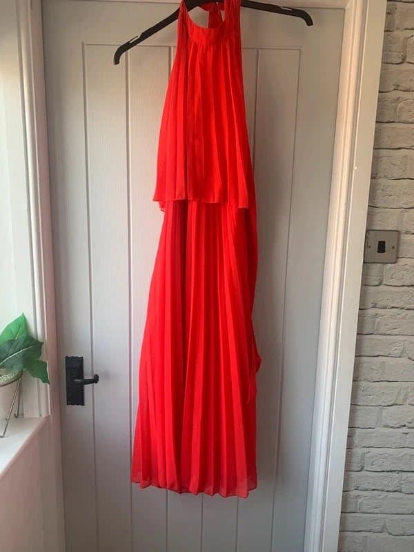 ASOS Red pleated halter neck dress