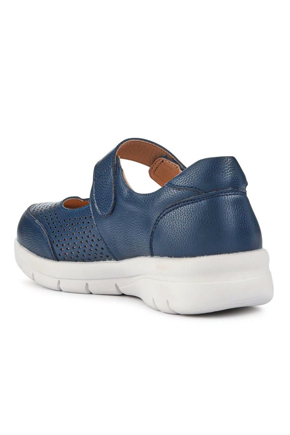 Pavers Pavers Women's Wide Fit Chunky Leather Mary Janes in Navy - 3