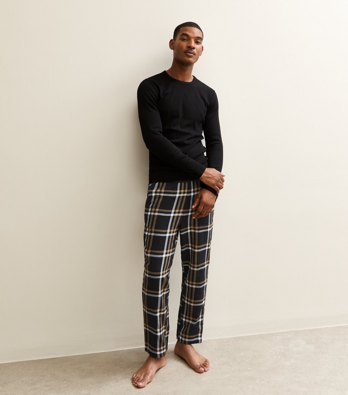 jack & jones Men's Black Regular Check Pyjama Bottoms Jack & Jones New Look - 3