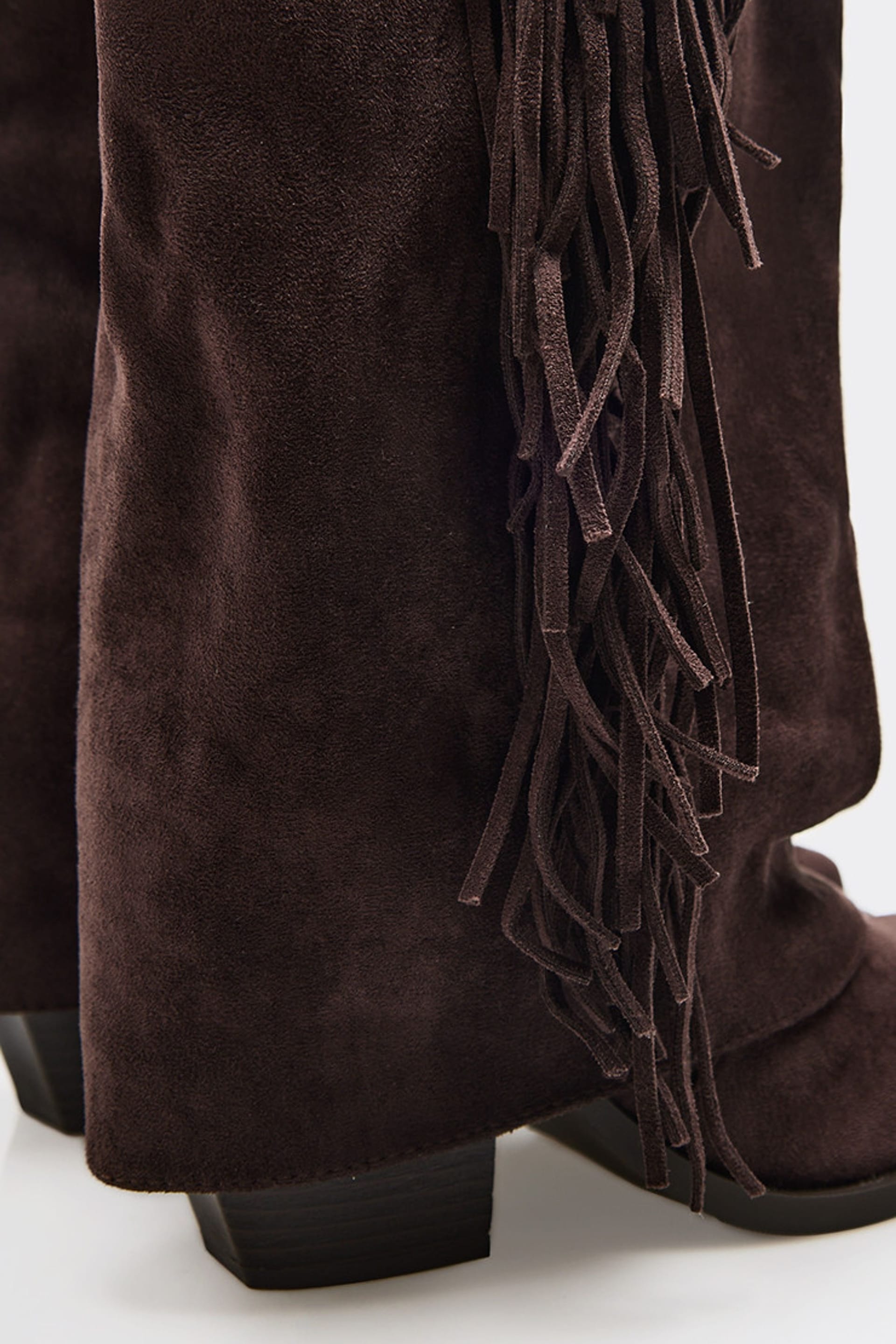 EGO EGO Women's Knee High Layered Faux Suede Block Heel Boots in Dark Brown - 4
