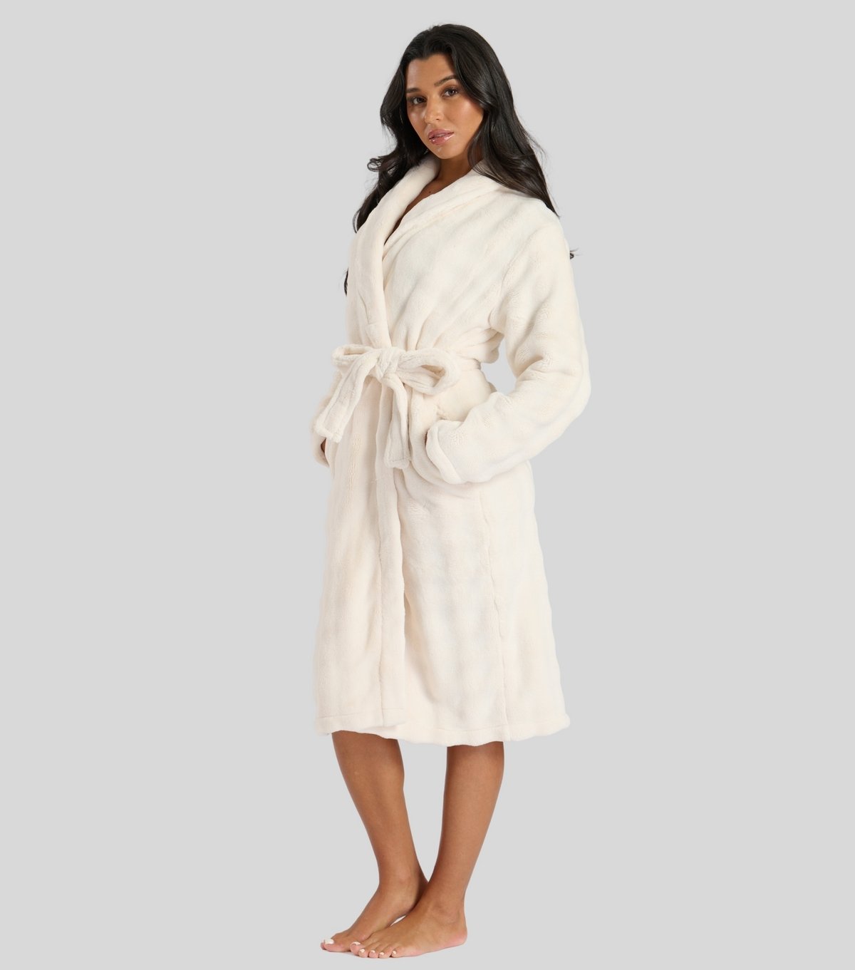 Loungeable Women's Cream Fleece Robe Loungeable New Look - 4