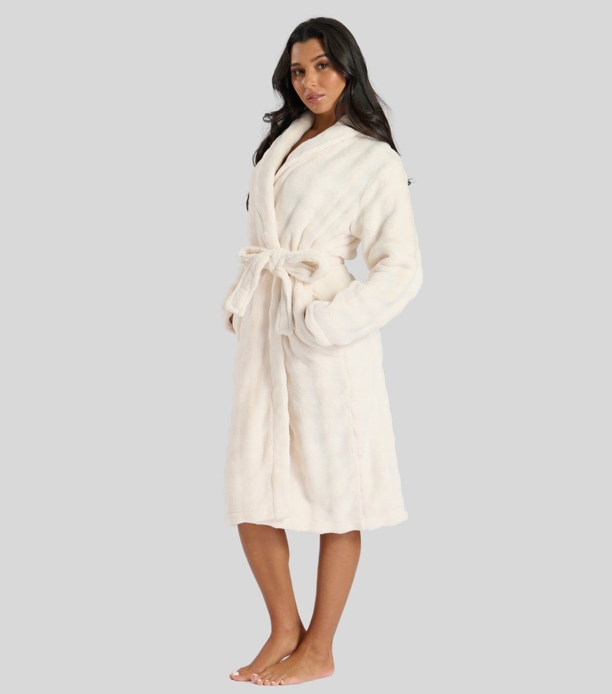Loungeable Women's Cream Fleece Robe Loungeable New Look - 4