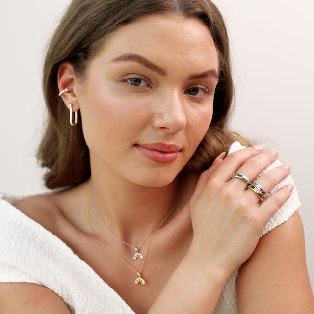 Gold Trip Gold Trip Women's White Enamel U Hoop Earrings in Gold - 3