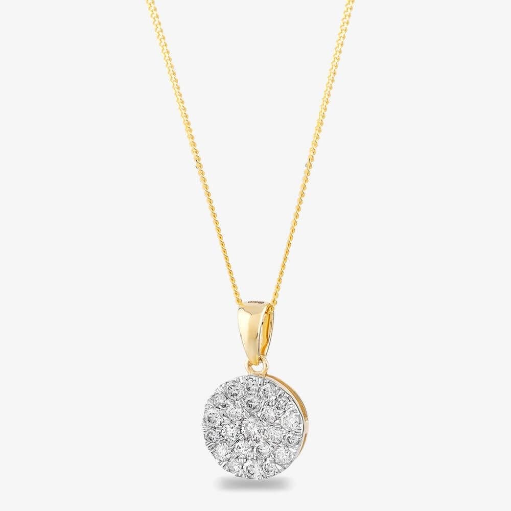 T.H.Baker T.H.Baker Women's 9ct Yellow Gold 0.50ct Diamond Circle Pendant Necklace TH0121971