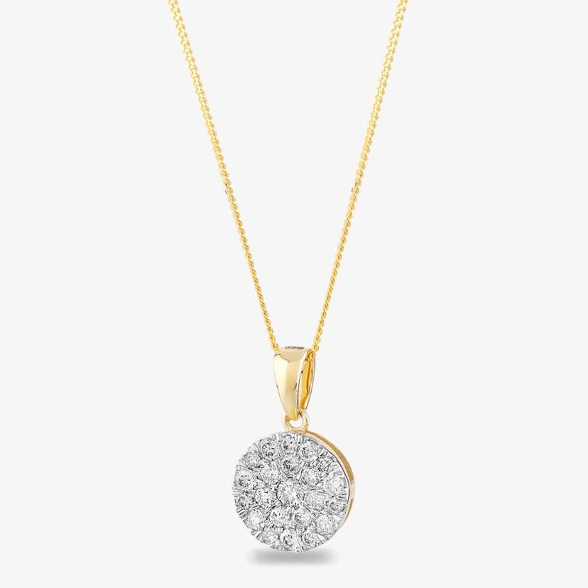 T.H.Baker T.H.Baker Women's 9ct Yellow Gold 0.50ct Diamond Circle Pendant Necklace TH0121971 - 1