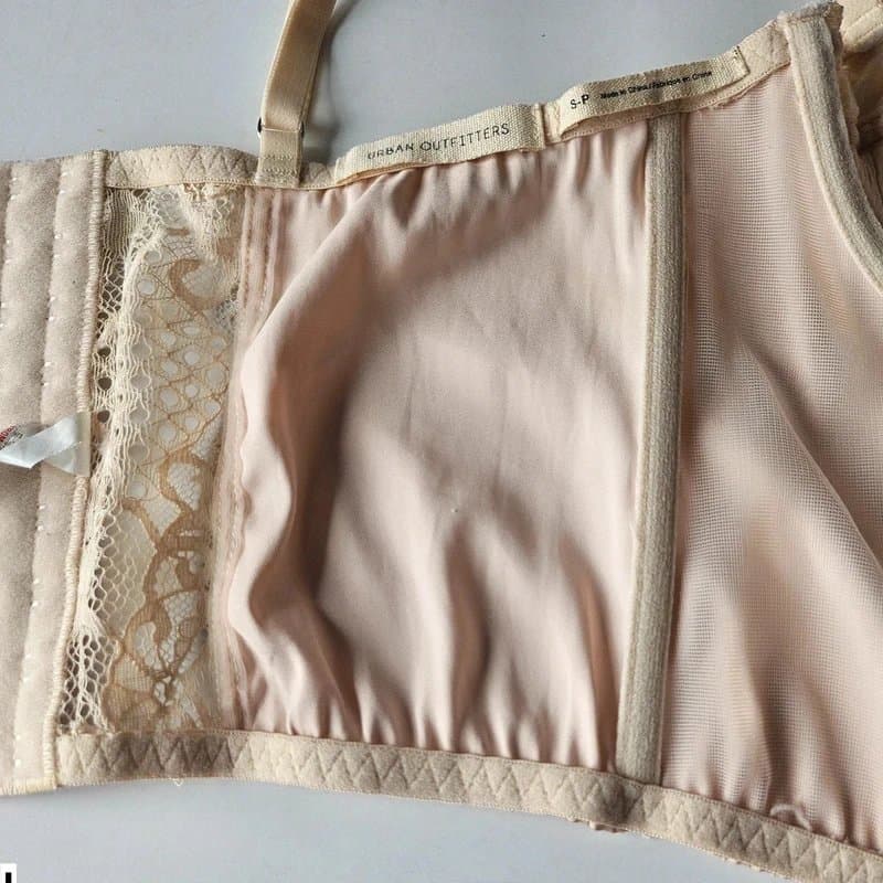 Urban Outfitters Urban outfitters small 8 crop bra top satin Y2K lace satin beige