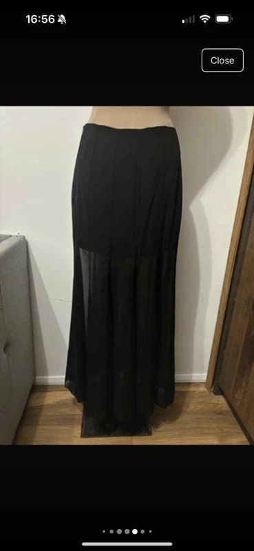 ASOS Design sheer and solid fishtail maxi skirt in black goth whimsical size 10
