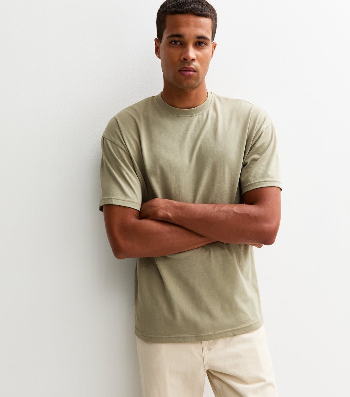 New Look New Look Olive Green Oversized Crew Neck T-Shirt