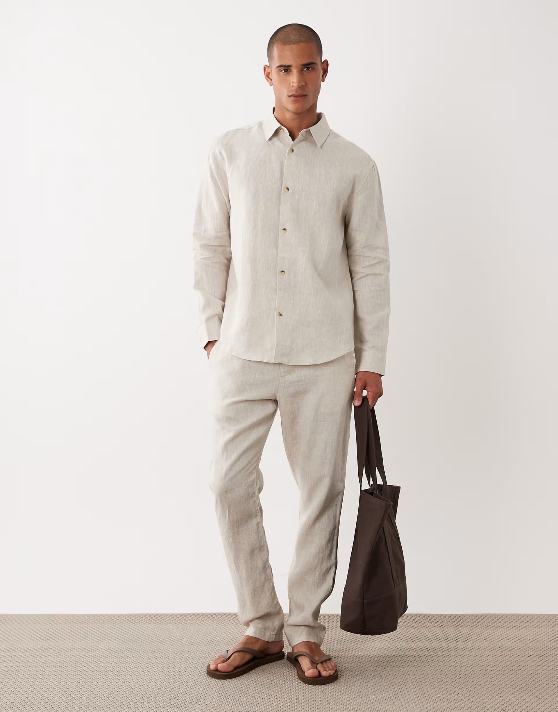 ASOS ASOS DESIGN 100% linen co-ord in stone