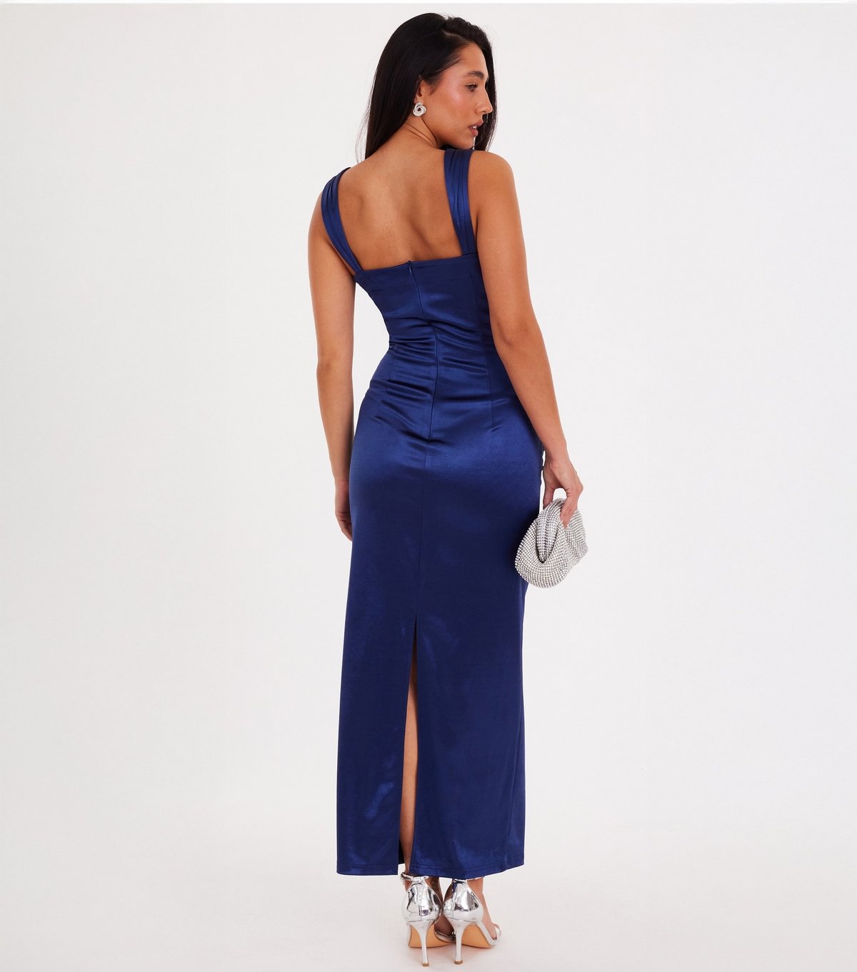 Quiz Women's Navy Satin Corset Midaxi Dress Quiz New Look - 3