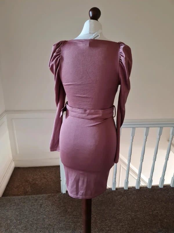 ASOS Bnwt new asos 8 mauve pink square neck cupped bodycon corset belt mini dress Glam party