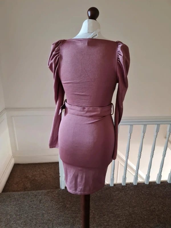 ASOS Mauve Pink Square Neck Cupped Bodycon Corset Belt Mini Dress