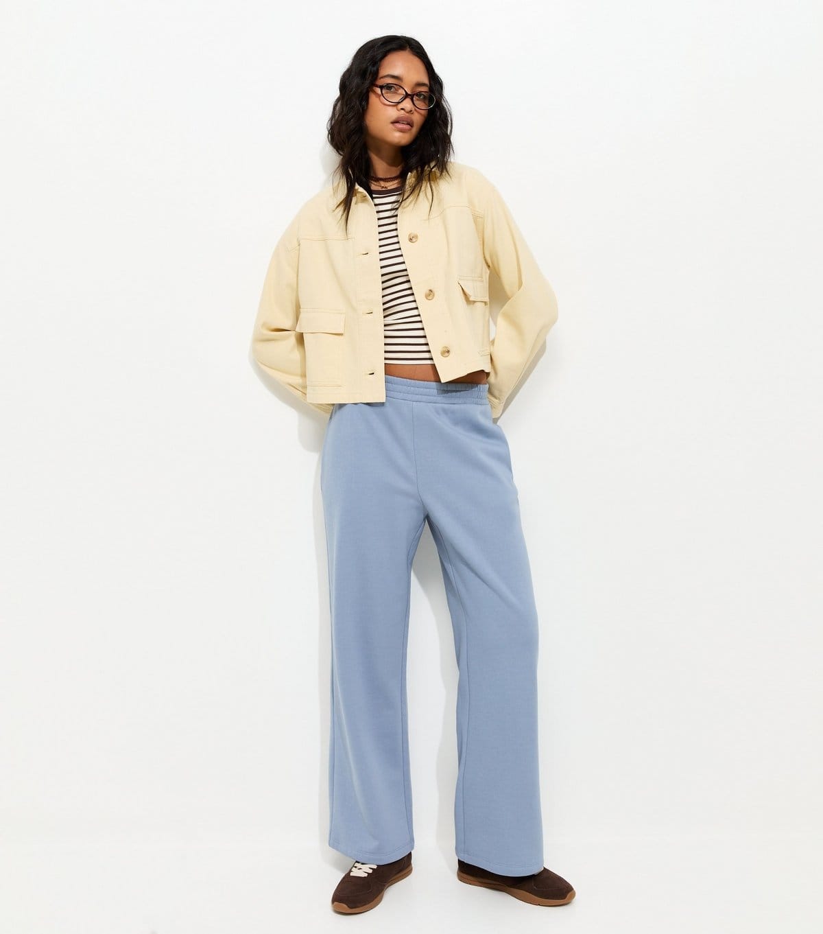 New Look Blue Jersey Wide Leg Joggers