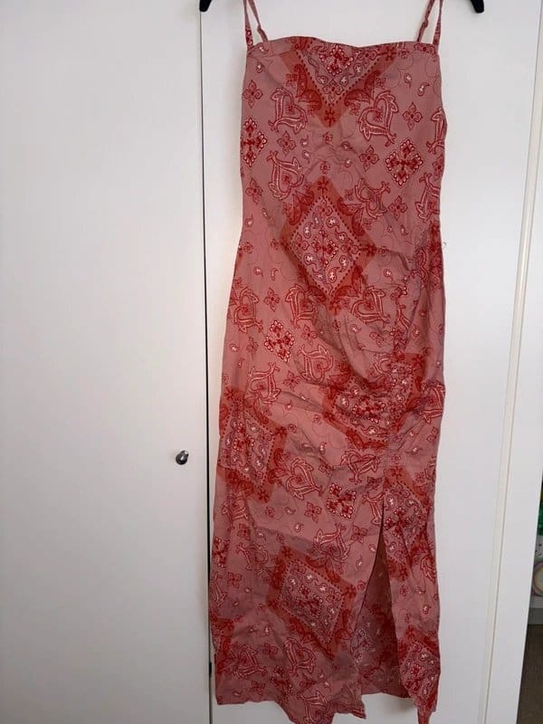 ASOS Coral Ruched Midi Dress