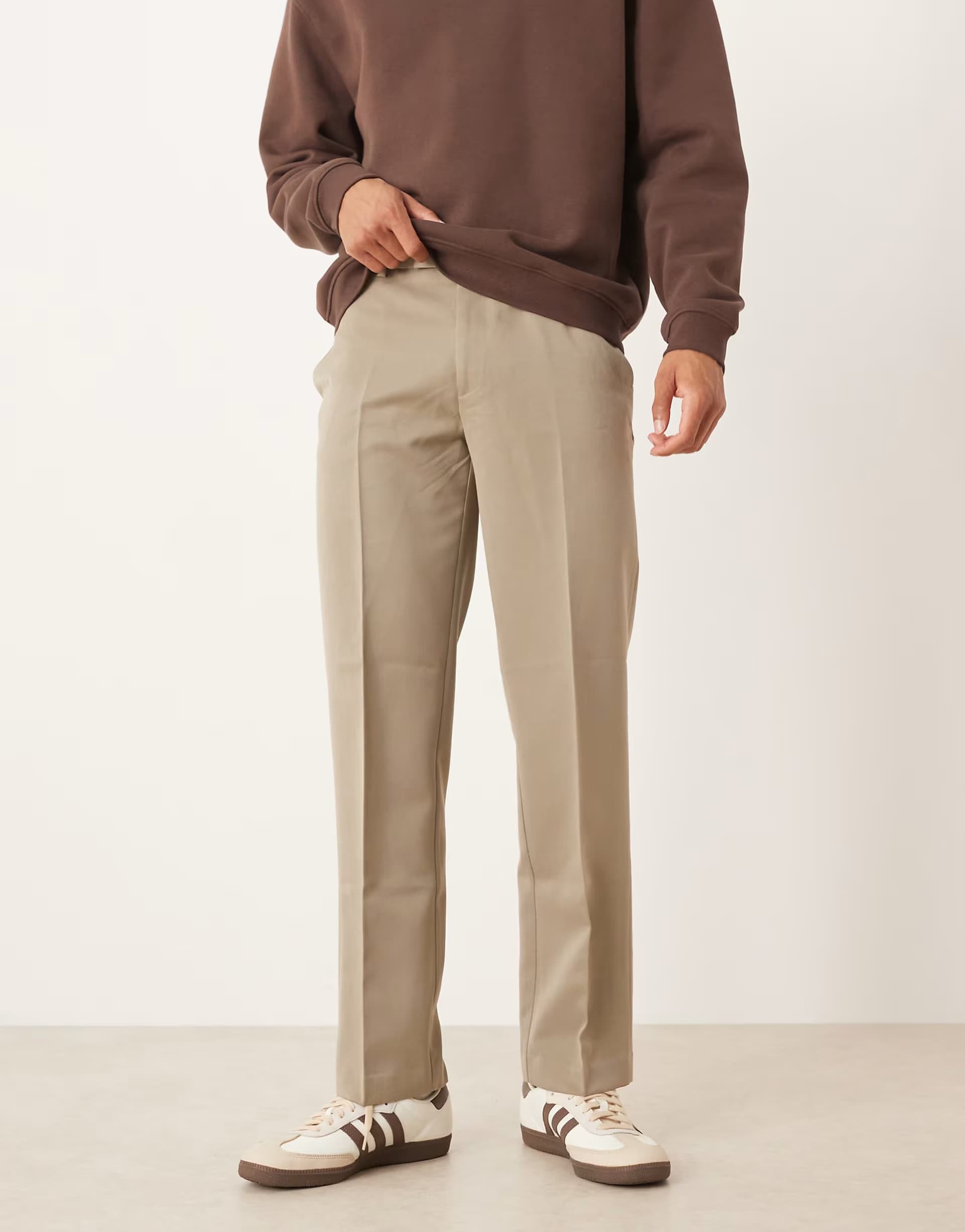 ASOS ASOS DESIGN smart straight leg trouser in light khaki