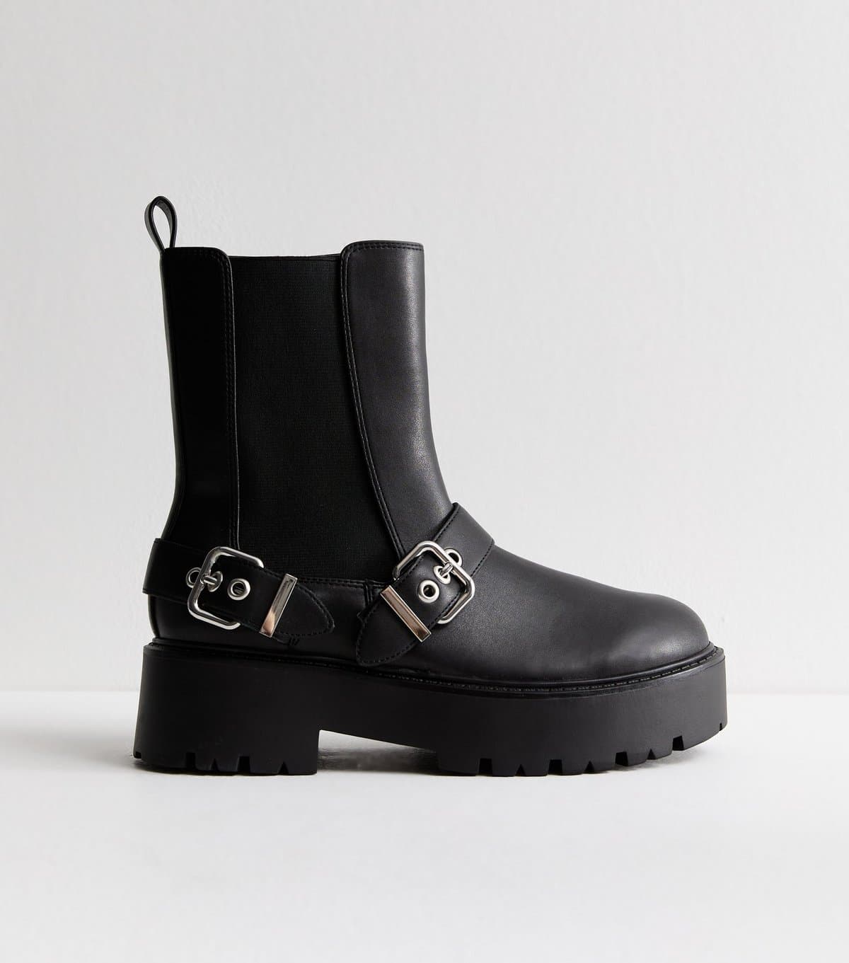 New Look New Look Black Vegan Chunky Buckle Boots