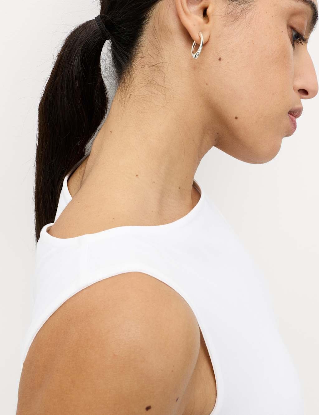 Marks & Spencer M&S Cotton Rich Slash Neck Slim Fit Vest Soft White - 3