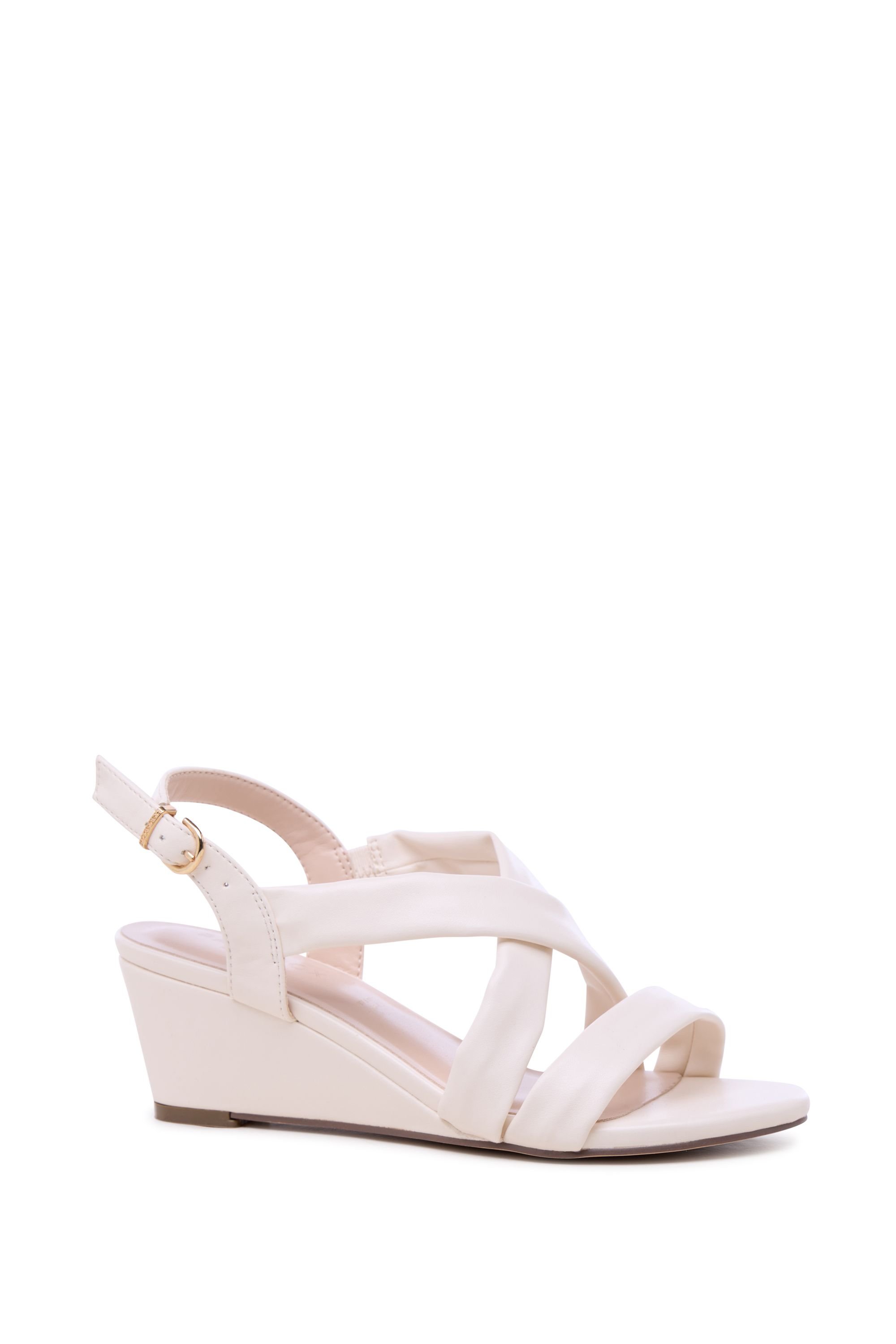 Paradox London Paradox London Women's Janis' Wide Fit Wedge Sandals in Cream - 2