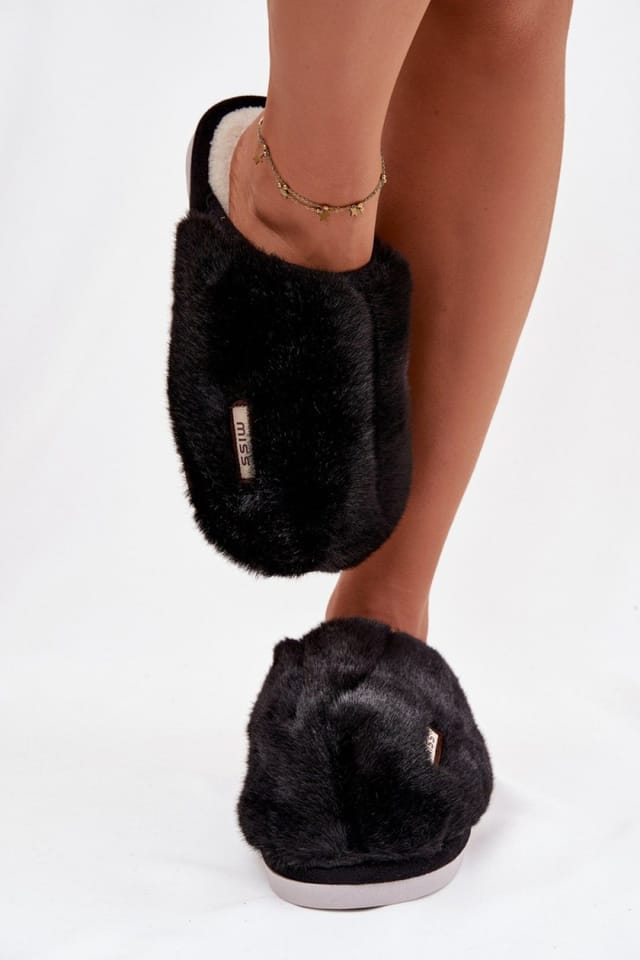 Love Lace Love Lace Women's Fur Lined Rubber Sole Slippers for Warm Home Comfort Everyday in Black - 3
