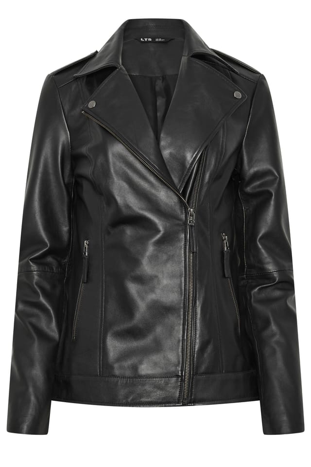Long Tall Sally Long Tall Sally Women's Tall Premium Leather Biker Jacket in Black - 2