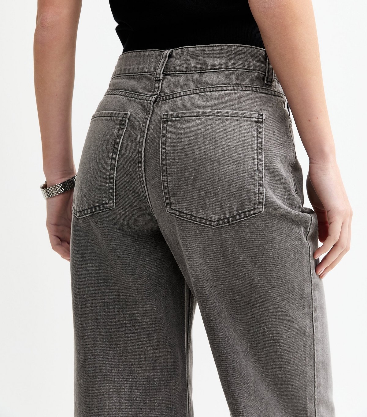 New Look Women's Washed Grey Adalae High-Waist Wide Leg Jeans New Look - 3