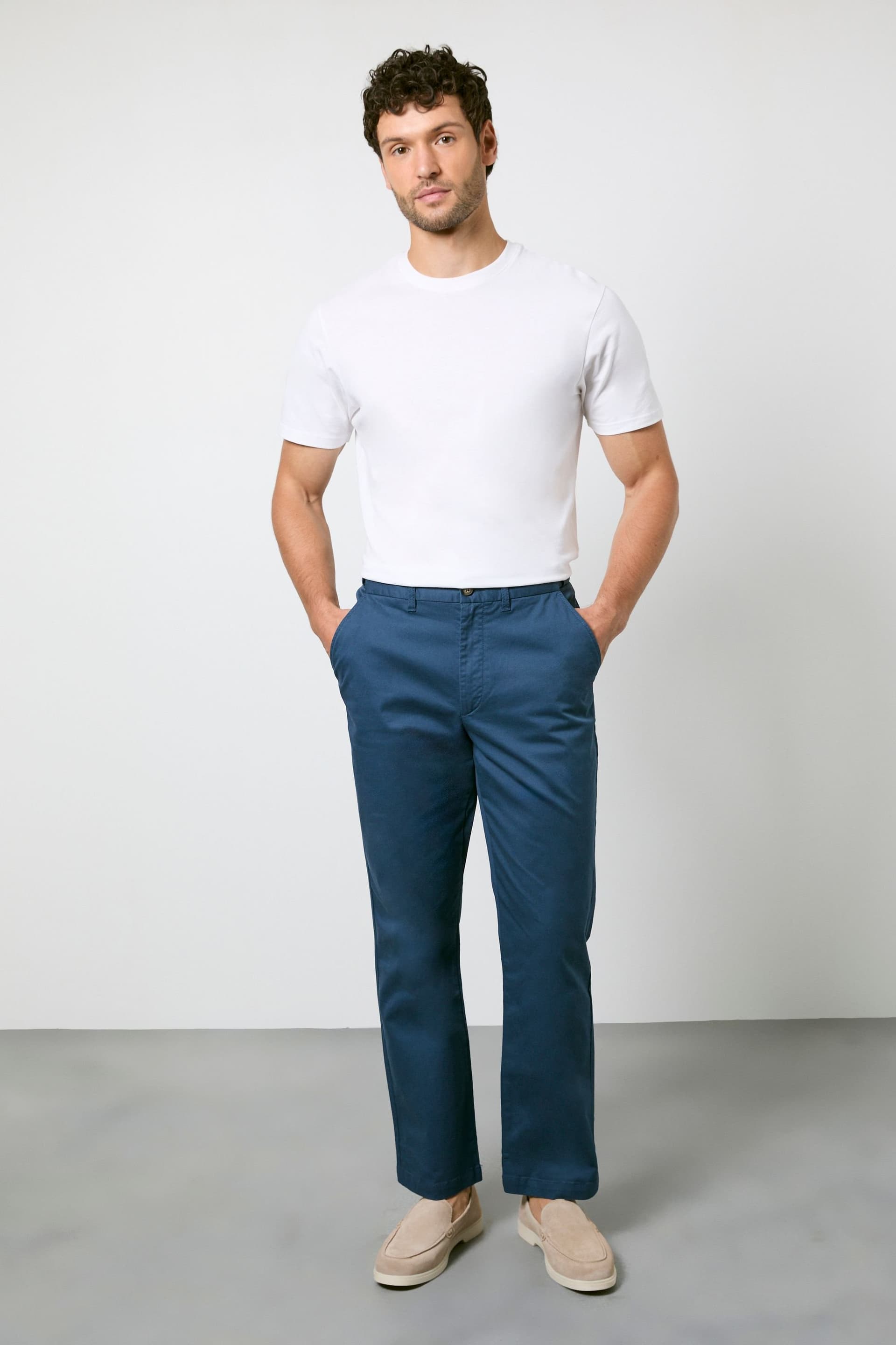 Maine Maine Men's Denim-Blue Premium Chino Trousers